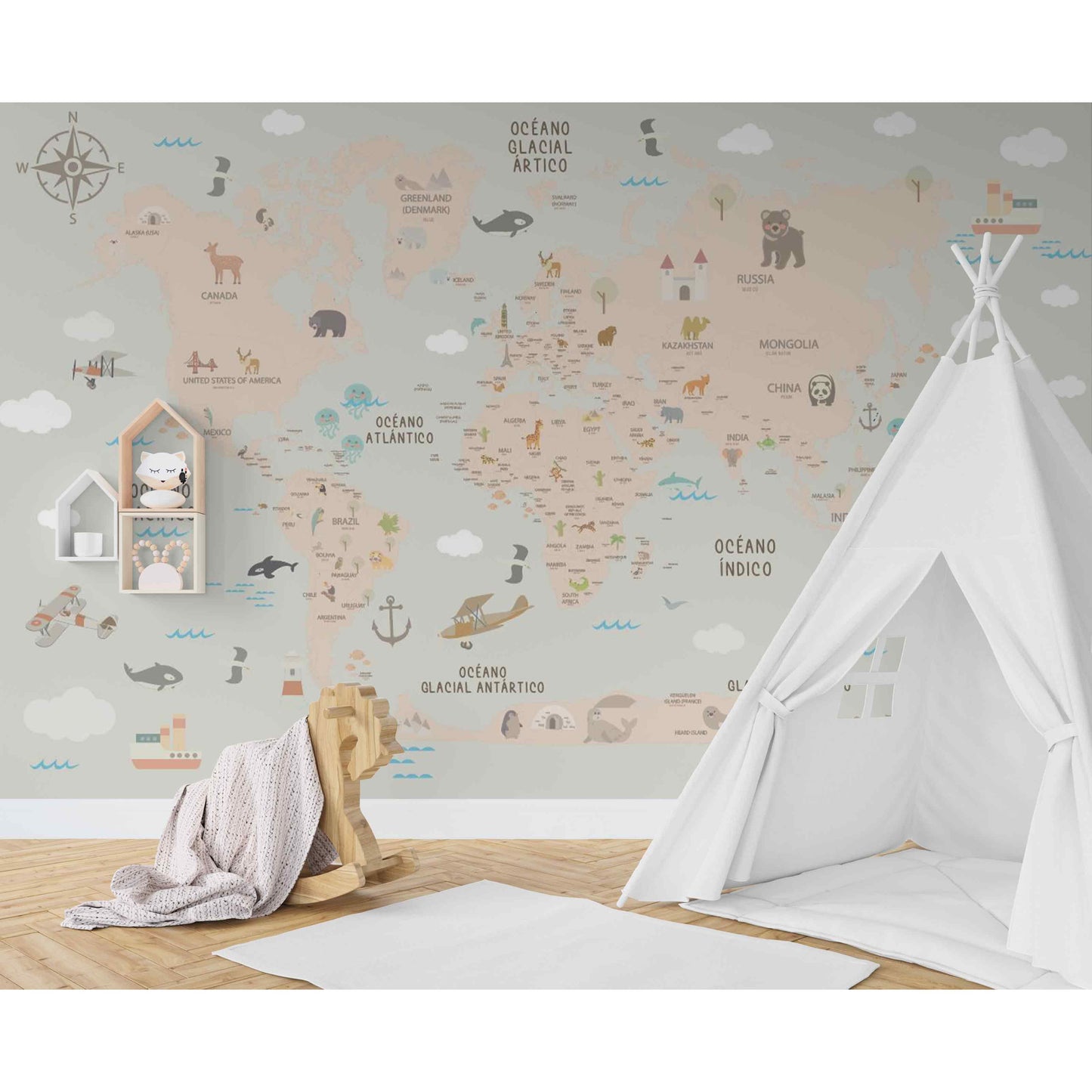 Mapa Mundi Beige