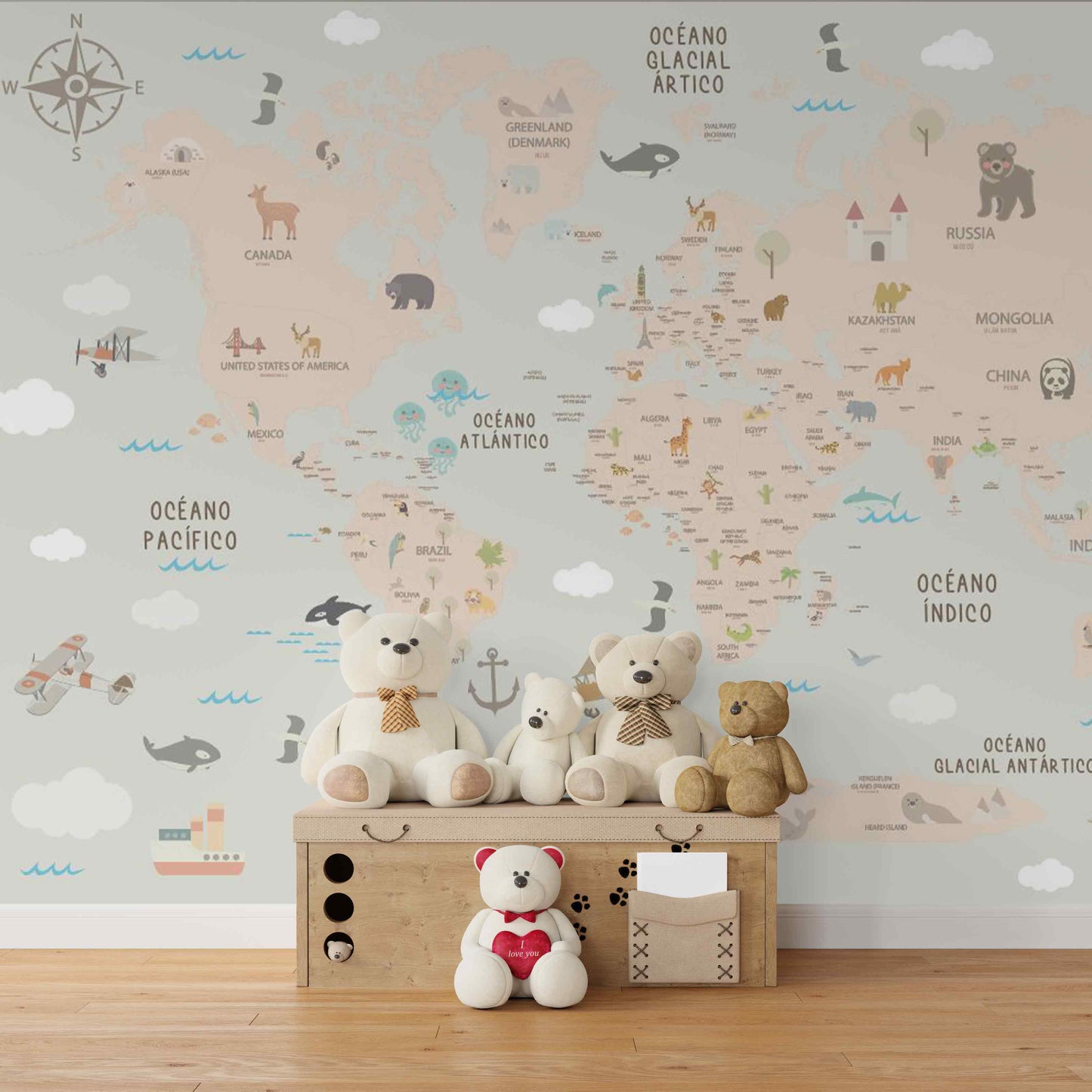 Mapa Mundi Beige